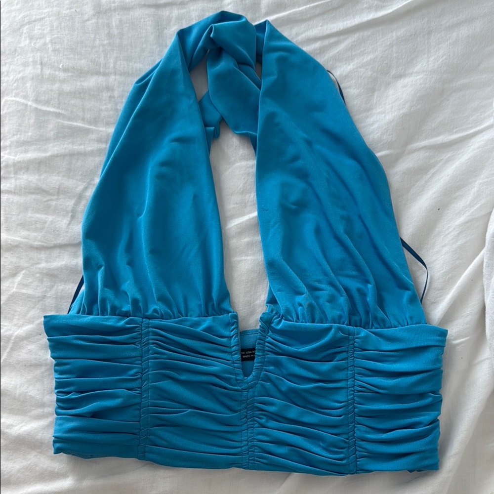Zara Blue Ruched Camisole Top